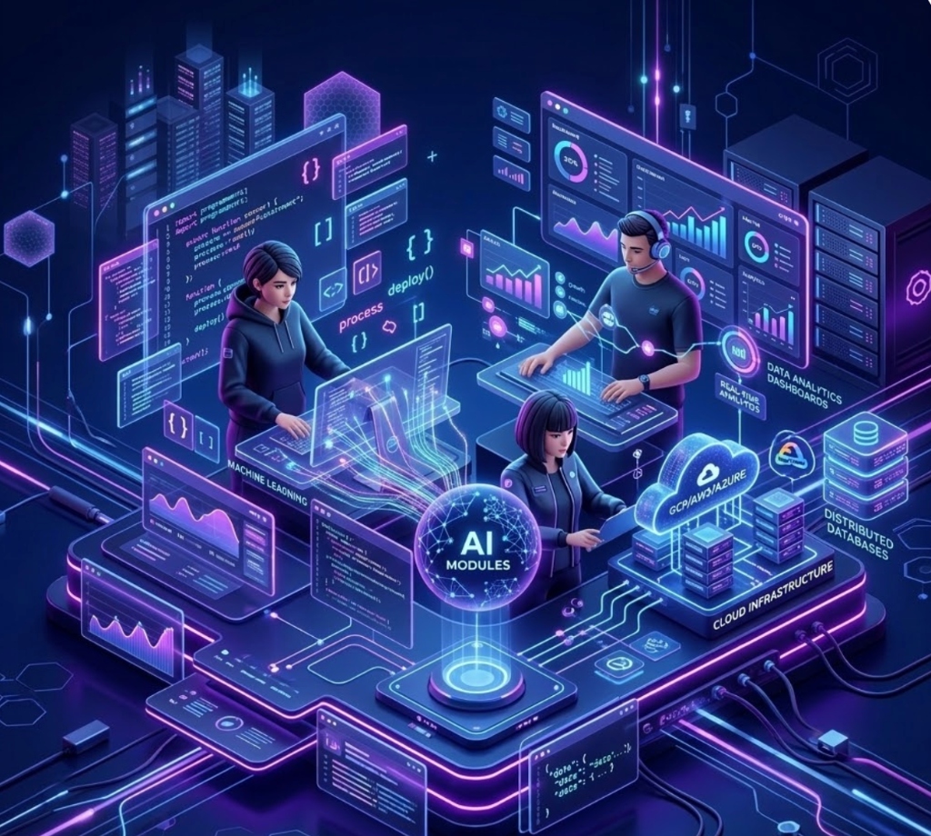 Equipe Kodar trabalhando em soluções de IA